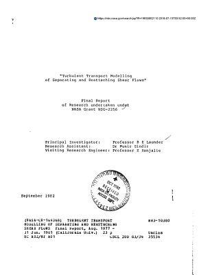Read Turbulent Transport Modelling of Separating and Reattaching Shear Flows - National Aeronautics and Space Administration file in ePub