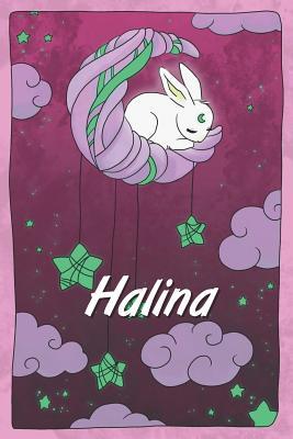 Read Online Halina: personalized notebook sleeping bunny on the moon with stars softcover 120 pages blank useful as notebook, dream diary, scrapbook, journal or gift idea - Jenny Illus | ePub